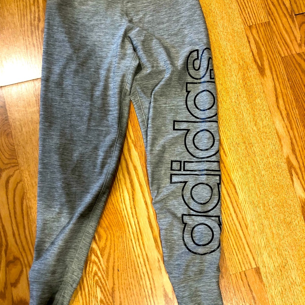 Adidas girls joggers. Size 14. Light grey black adidas letters